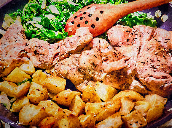 Sous Vide Chicken Thighs and Potato with Salad_150109_1831_1437-HXSY2A